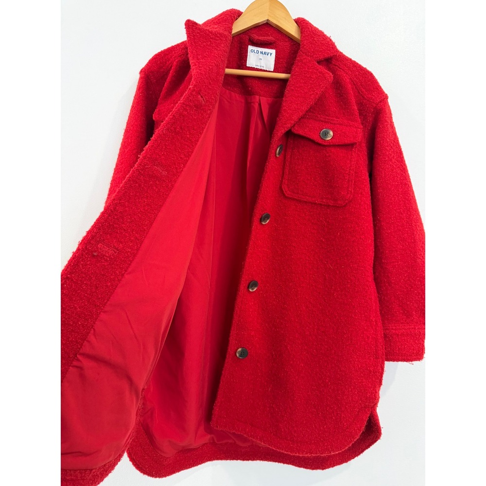 Old Navy Womens Red Wool Blend Textured Shacket Shirt Jacket XS - Picture 8 of 8
